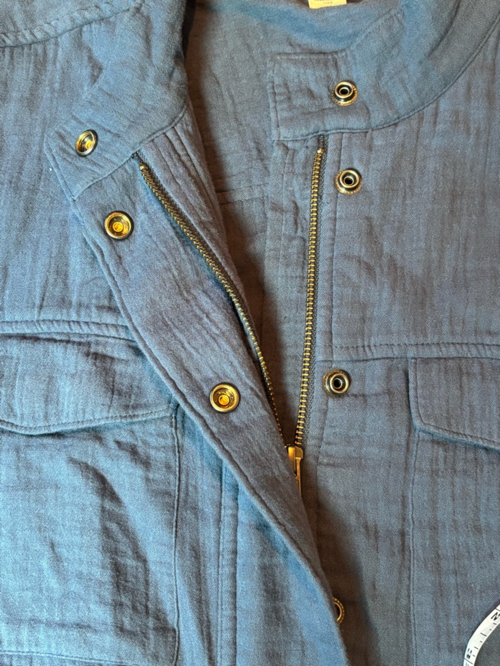 Caslon Blue Cotton Utility Jacket Top Drawstring Hem Size Medium - Picture 5 of 10